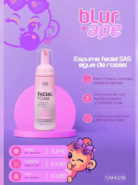 Espuma facial agua de rosas SAS