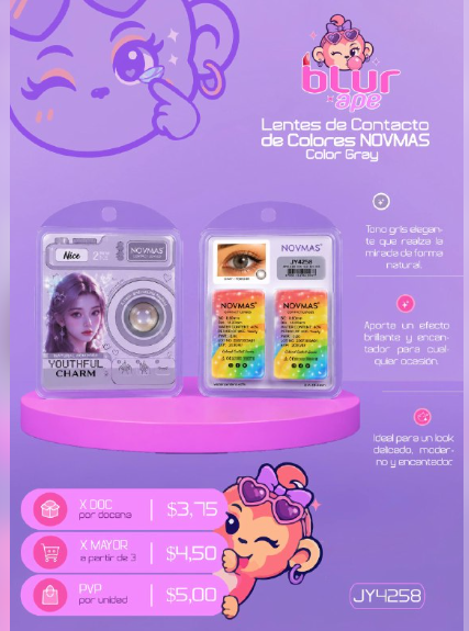 Lentes de contacto color gris NOVMAS
