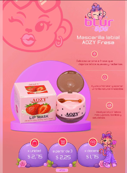 Macarilla labial de fresa AOZY