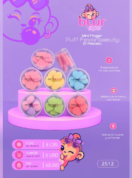 Mini finger esponjas puff FAVORBEAUTY