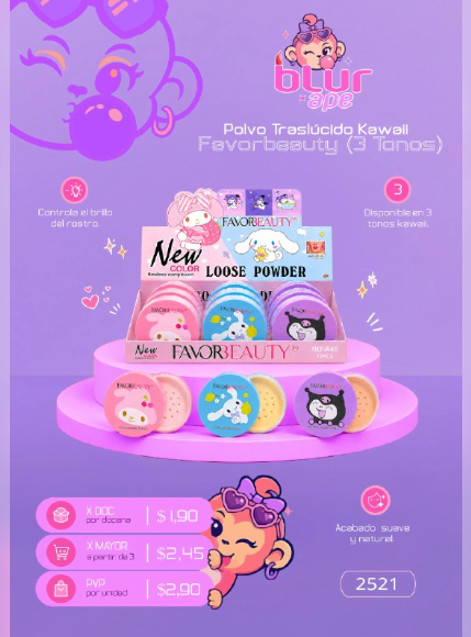 Polvo traslúcido kawaii FAVORBEAUTY 3 tonos