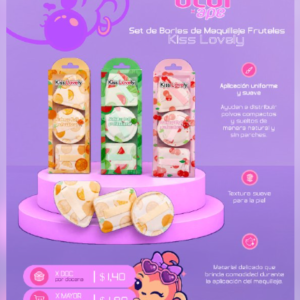 Set de borlas maquillaje frutales Kiss Lovely