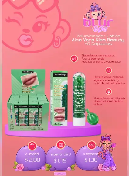 Voluminizador labial de aloe vera Kiss Beauty