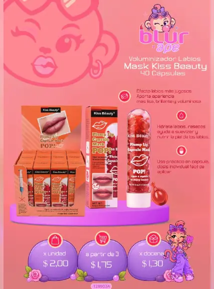 Voluminizador labial en capsulas Kiss Beauty