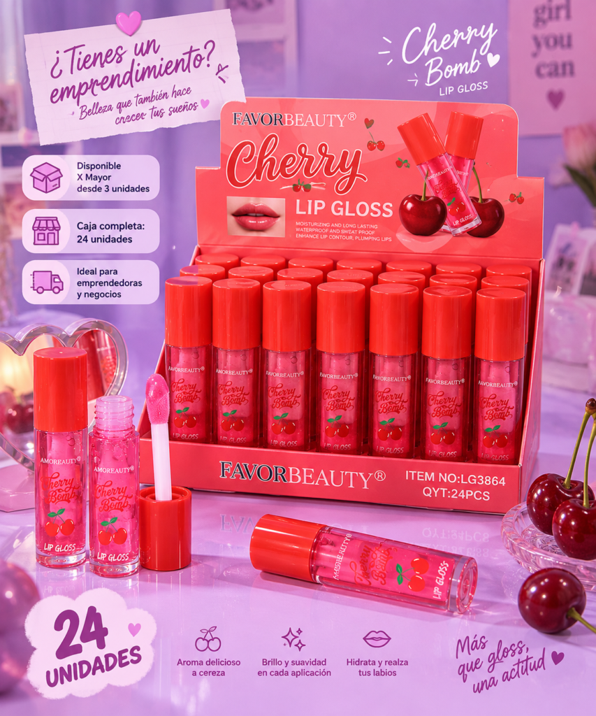 Cherry gloss labial FAVORBEAUTY