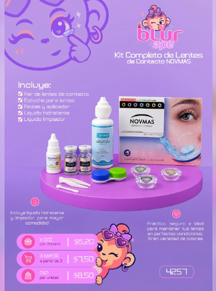 Kit completo de cuidado lentes de contacto NOVMAS