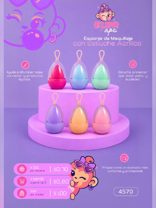 Esponja para maquillaje con estuche acrílico