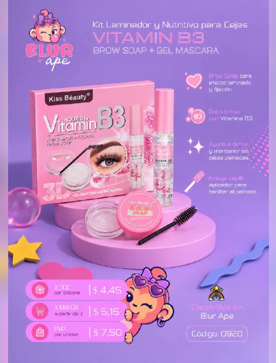 Kit laminador de cejas con vitamina B3 Kiss Beauty